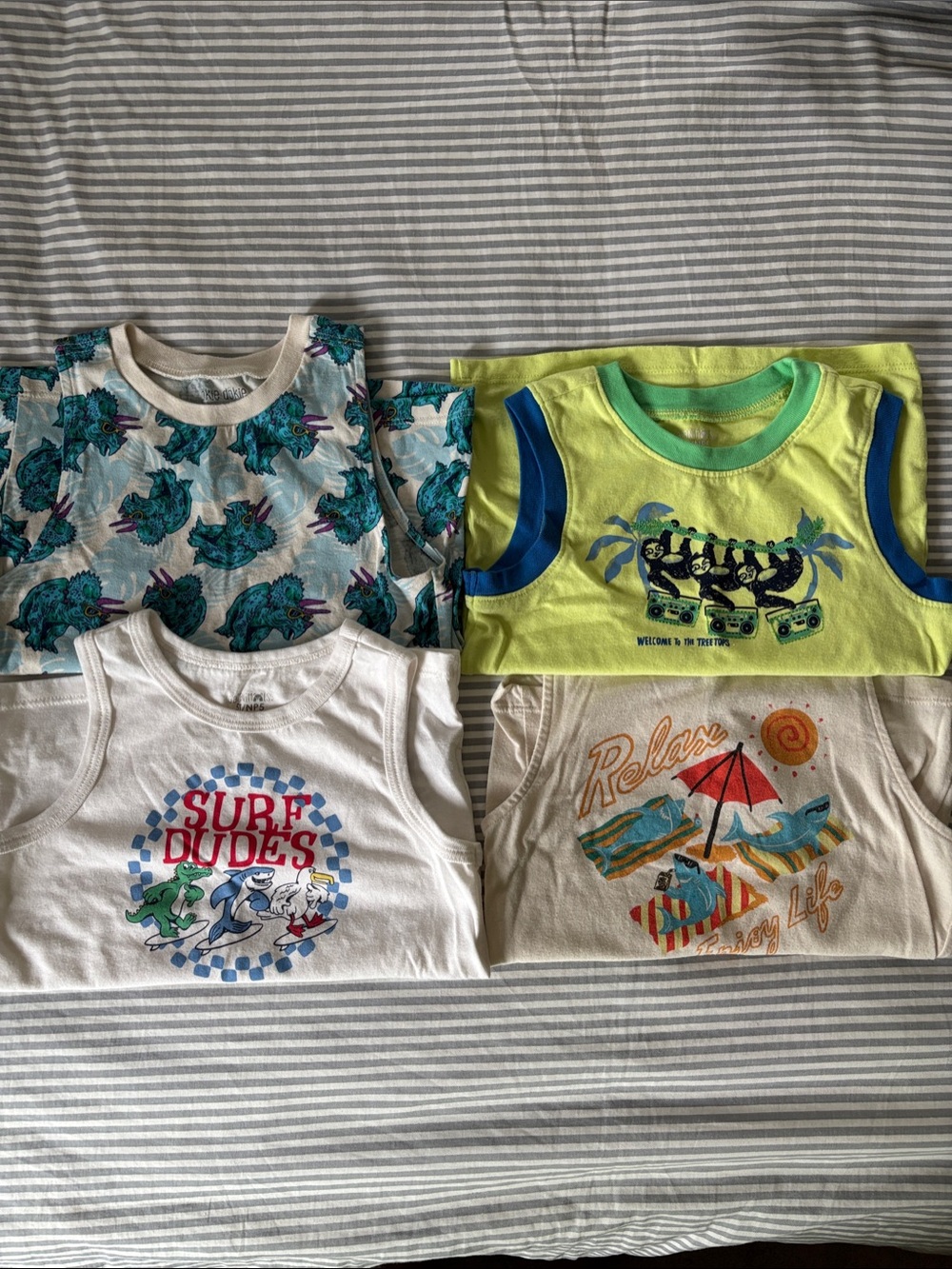 Boys Tank Top Set - White, Teal, Lime, Blue